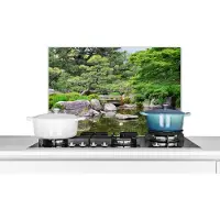 KitchenYeah Spatscherm keuken - Japans - Natuur - Water - Stenen - Bomen - Spatwand fornuis - 60x40 cm - Muurbeschermer - Spatscherm - Keuken achterwand