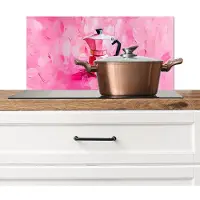 KitchenYeah Spatscherm keuken 70x30 cm - Kookplaat achterwand Roze - Verf - Coffee - Muurbeschermer - Spatwand fornuis - Hoogwaardig aluminium