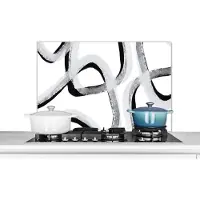 KitchenYeah Spatscherm keuken 80x55 cm - Kookplaat achterwand Lijn - Minimalisme - Design - Muurbeschermer - Spatwand fornuis - Hoogwaardig aluminium