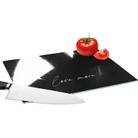 KitchenYeah Glazen Snijplank - 28x20 - Tekst - Abstract - Love more - Quotes - Snijplanken Glas