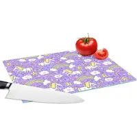 KitchenYeah Glazen Snijplank - 28x20 - Unicorn - Patroon - Regenboog - Kind - Snijplanken Glas