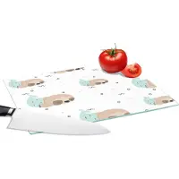 KitchenYeah Glazen Snijplank - 28x20 - Zeemeermin - Luiaard -Patroon - Slapen - Snijplanken Glas