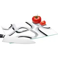 KitchenYeah Glazen Snijplank - 28x20 - Lijn - Minimalisme - Design - Snijplanken Glas