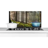 KitchenYeah Spatscherm keuken 90x45 cm - Kookplaat achterwand Zon - Takken - Bomen - Bos - Natuur - Muurbeschermer - Spatwand fornuis - Hoogwaardig aluminium