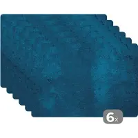 KitchenYeah - Placemats - Beton print - Blauw - Vintage - Onderleggers placemat - Placemat - Onderlegger - 6 stuks - 45x30 cm - Tafel accesoires decoratie