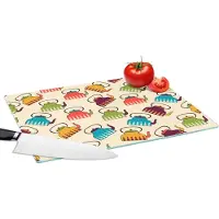 KitchenYeah Glazen Snijplank - 39x28 - Design - Retro - Theepot - Kleuren - Snijplanken Glas