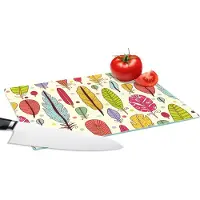 KitchenYeah Glazen Snijplank - 28x20 - Patroon - Veren - Kleuren - Jongens - Kinderen - Kids - Kind - Snijplanken Glas
