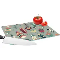 KitchenYeah Glazen Snijplank - 28x20 - Tieners - Veren - Patronen - Snijplanken Glas