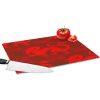 KitchenYeah Glazen Snijplank - 39x28 - Draak - Rood - Patronen - Snijplanken Glas