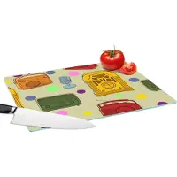 KitchenYeah Glazen Snijplank - 39x28 - Vintage - Radio - Microfoon - Patroon - Snijplanken Glas