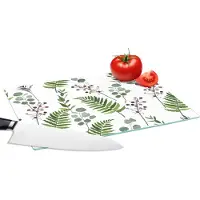 KitchenYeah Glazen Snijplank - 28x20 - Planten - Patronen - Bladeren - Kruiden - Snijplanken Glas