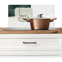 KitchenYeah Spatscherm keuken 70x30 cm - Kookplaat achterwand Abstract - Kunst - Groen - Wit - Verf - Muurbeschermer - Spatwand fornuis - Hoogwaardig aluminium