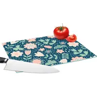KitchenYeah Glazen Snijplank - 28x20 - Bloemen - Patroon - Planten - Snijplanken Glas