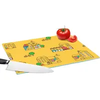 KitchenYeah Glazen Snijplank - 39x28 - Zomer - Patronen - City - Snijplanken Glas
