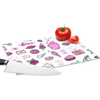 KitchenYeah Glazen Snijplank - 28x20 - Meiden - Liefde - IJs - Patronen - Girl - Kids - Kinderen - Kindje - Snijplanken Glas