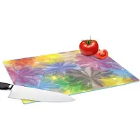 KitchenYeah Glazen Snijplank - 39x28 - Regenboog - Bloemen - Abstract - Patronen - Snijplanken Glas