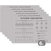 KitchenYeah Placemat - Placemats kunststof - Keuken - Koken - Handleiding - Maatbeker - Maatlepel - 45x30 cm - 6 stuks - Hittebestendig - Anti-Slip - Onderlegger - Afneembaar