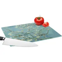 KitchenYeah Glazen Snijplank - 28x20 - Van Gogh - Amandelbloesem - Oude meesters - Kunst - Vintage - Snijplanken Glas