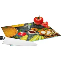 KitchenYeah Glazen Snijplank - 28x20 - Groente - Kruiden - Bestek - Taart - Snijplanken Glas