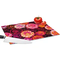 KitchenYeah Glazen Snijplank - 39x28 - Rozen - Patronen - Bloemen - Snijplanken Glas