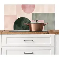 KitchenYeah Spatscherm keuken 100x50 cm - Kookplaat achterwand Vormen - Abstract - Cirkel - Zwart - Muurbeschermer - Spatwand fornuis - Hoogwaardig aluminium