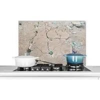 KitchenYeah Spatscherm keuken 90x60 cm - Kookplaat achterwand Beton - Tegel - Scheur - Muurbeschermer - Spatwand fornuis - Hoogwaardig aluminium