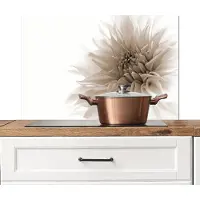 KitchenYeah Spatscherm keuken 90x60 cm - Kookplaat achterwand Bloemen - Wit - Natuur - Botanisch - Muurbeschermer - Spatwand fornuis - Hoogwaardig aluminium