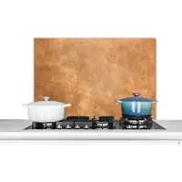 KitchenYeah Spatscherm keuken 80x55 cm - Kookplaat achterwand Leer - Structuur - Lederlook - Bruin - Muurbeschermer - Spatwand fornuis - Hoogwaardig aluminium