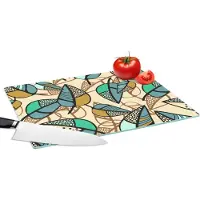KitchenYeah Glazen Snijplank - 39x28 - Bladeren- Bohemian - Natuur - Patronen - Snijplanken Glas