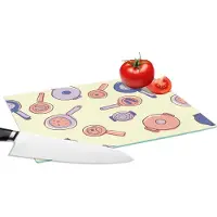KitchenYeah Glazen Snijplank - 28x20 - Pan - Jaren 50 - Patroon - Snijplanken Glas