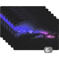 KitchenYeah Placemat - Placemats kunststof - Sterrenhemel - Nacht - Ruimte - 45x30 cm - 6 stuks - Hittebestendig - Anti-Slip - Onderlegger - Afneembaar