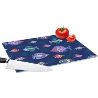 KitchenYeah Glazen Snijplank - 39x28 - Vissen - Patronen - Aquarium - Regenboog - Kind - Snijplanken Glas