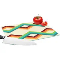 KitchenYeah Glazen Snijplank - 28x20 - Retro - Strepen - Design - Seventies - Snijplanken Glas