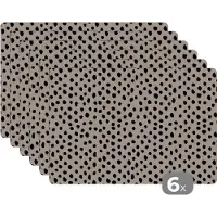 KitchenYeah Placemats - Patronen - Beige - Stippen - Onderlegger - Onderlegger placemats - Placemat - 45x30 cm - 6 stuks