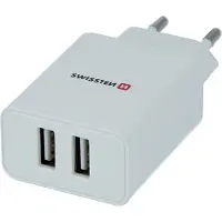 Swissten 2.1A Dual Port Travel Charger (10.5W) 8 Pin – USB Cable – White