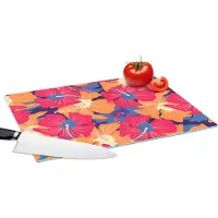 KitchenYeah Glazen Snijplank - 39x28 - Zomer - Bloemen - Hawaii - Patronen - Snijplanken Glas