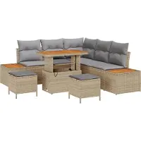 vidaXL Tuinbank Set 8 st 7-Aantal zitplaatsen Beige Poly rattan