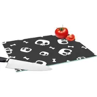 KitchenYeah Glazen Snijplank - 39x28 - Patronen - Skull - Skelet - Bot - Jongen - Jongetje - Kinderen - Kids - Snijplanken Glas