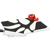 KitchenYeah Glazen Snijplank - 39x28 - Plant - Zwart - Minimalisme - Snijplanken Glas