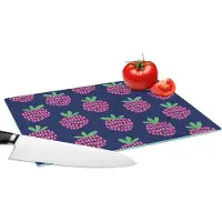 KitchenYeah Glazen Snijplank - 28x20 - Patroon - Framboos - Retro - Snijplanken Glas
