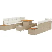 vidaXL Tuinbank Set 11 st 10-Aantal zitplaatsen Beige Poly rattan
