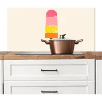 KitchenYeah Spatscherm keuken 100x50 cm - Kookplaat achterwand Waterijsje - Retro - Stokje - Roze - Muurbeschermer - Spatwand fornuis - Hoogwaardig aluminium