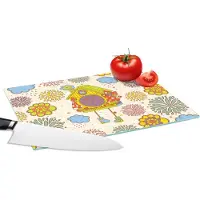 KitchenYeah Glazen Snijplank - 28x20 - Koekoeksklok - Patronen - Paddenstoel - Bloemen - Snijplanken Glas