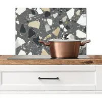 KitchenYeah Spatscherm keuken 60x40 cm - Kookplaat achterwand Terrazzo - Decoratie - Interieur - Stenen - Muurbeschermer - Spatwand fornuis - Hoogwaardig aluminium