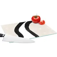 KitchenYeah Glazen Snijplank - 28x20 - Abstract - Lijn - Design - Pastel - Snijplanken Glas