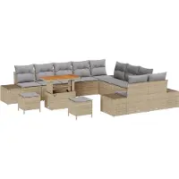 vidaXL Tuinbank Set 13 st 12-Aantal zitplaatsen Beige Poly rattan