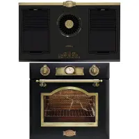 Kaiser - inbouwoven - inductie - afzuiging - EH 6355 Em - met 1-voudige telescoopgeleider - KCT 9365 IEm Retro - inductiekookplaat met geïntegreerde afzuigkap - 1250 m³/h - Empire design in brons