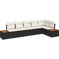 vidaXL Tuinbank Set 6 st 6-Aantal zitplaatsen Zwart en Crème