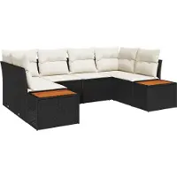 vidaXL Tuinbank Set 6 st 6-Aantal zitplaatsen Zwart en Crème