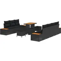 vidaXL Tuinbank Set 10 st 9-Aantal zitplaatsen Zwart Poly rattan
